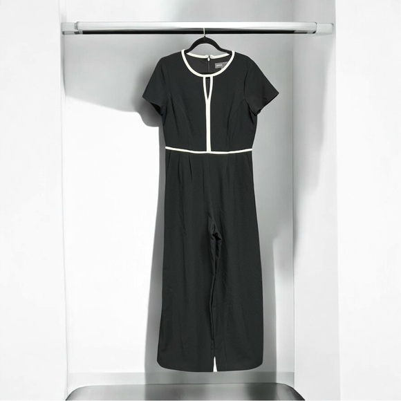 🌻NEW NWOT Donna Ricco Black Short Sleeve Wide Leg Jumpsuit w/Pockets Size 8 - Picture 4 of 7